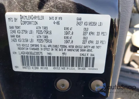 2006 Jeep Liberty Sport из США, поврежденный, VIN 1J4GK48K86W239575